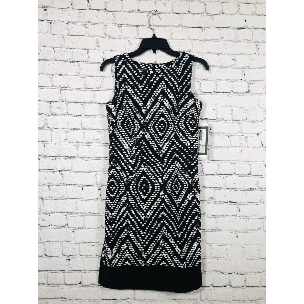 Mario Serrani Italy Women Dress Sleeveless Geometric Black White Size 2 NWT